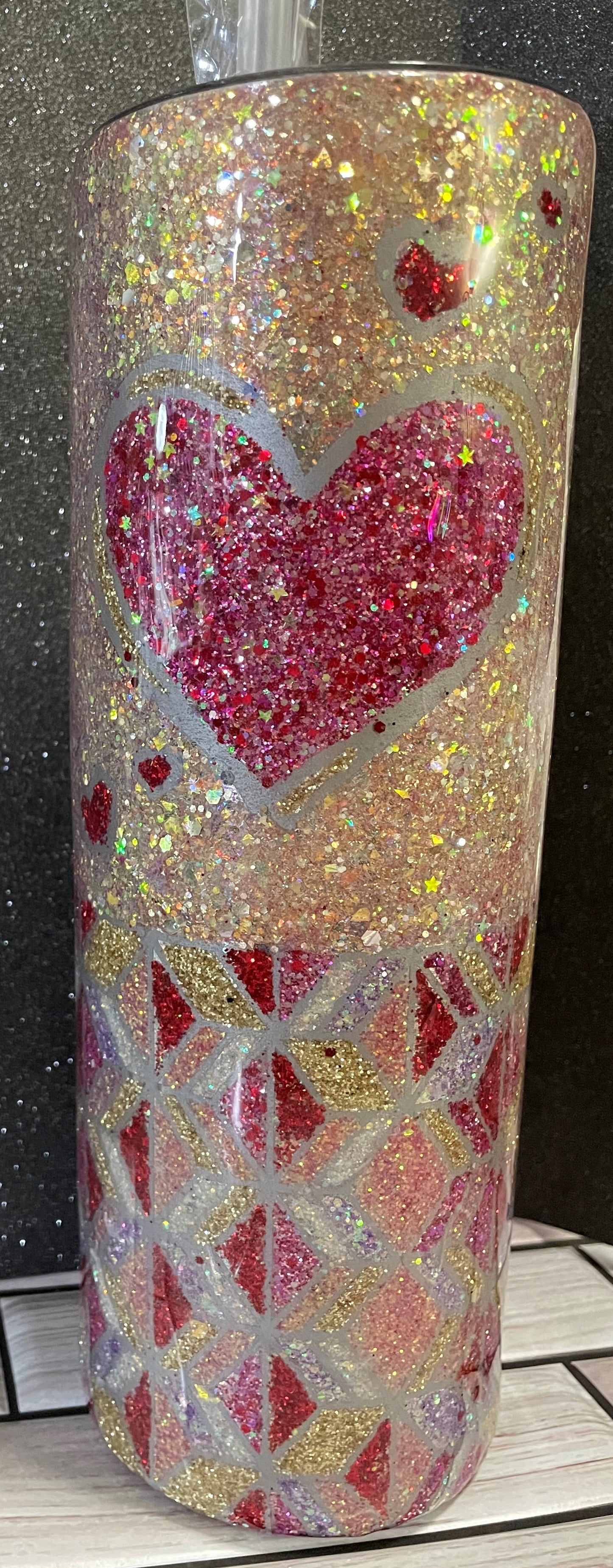 Hearts and Geometry 30 oz Skinny Tumbler